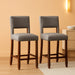 24.5" Counter Height Bar Stools Set of 2, Linen Barstools with Back, Rubber Wood Legs, Max Load 400 Lbs, Modern Upholstered Bar Dining Chairs for Kitchen Island Pub, Grey