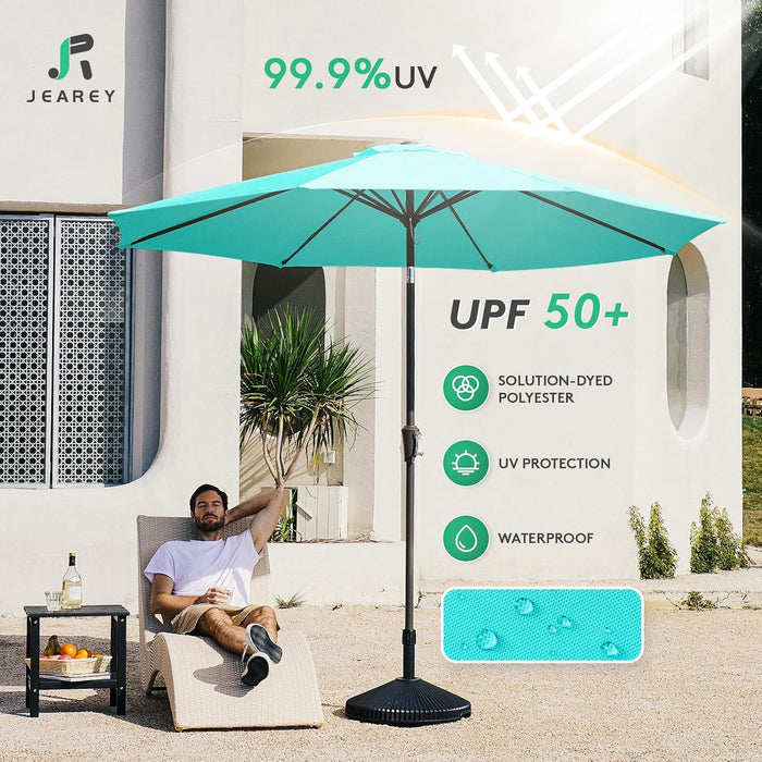 9FT Outdoor Patio Umbrella, Market Umbrella, Peacock Blue