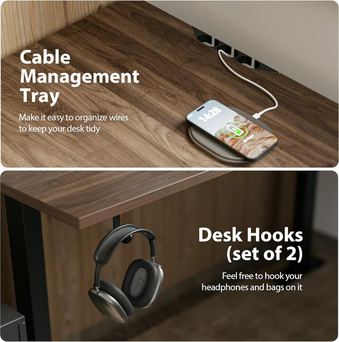 L Shaped Standing Desk Adjustable Height, Electric Corner Standing Desk, 63 X 55 Inch Sit Stand Computer Table with Splice Board, Dark Wlalnut