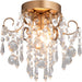 Mini Chandelier Crystal Ceiling Light,Small Flush Mount Gold Light Fixture for Entryway Bedroom Barthroom Hallway Closet E12