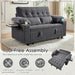 58In Sleeper Sofa Bed DarkGrey FoldableSideTable SpaceSaving