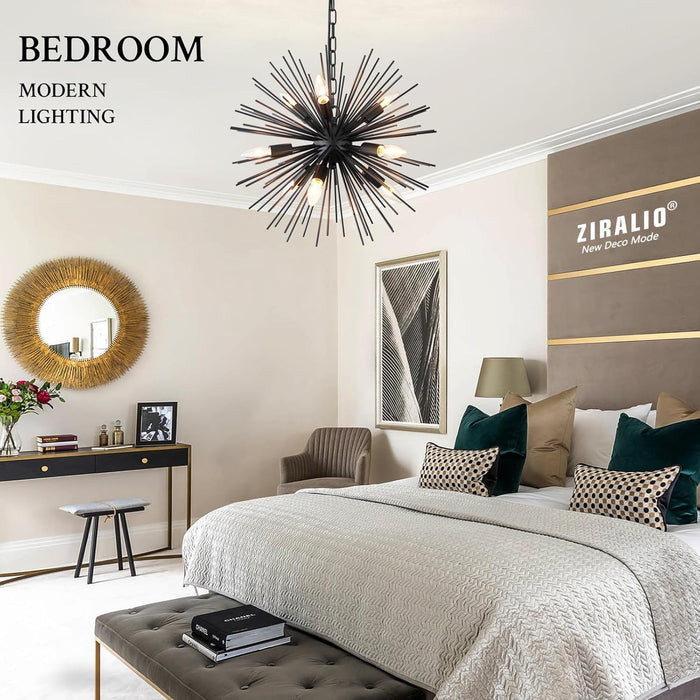 TwentyInch Black Sputnik Chandelier Luxurious Nine Light
