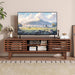 TV Stand for 60 Inch TV, Mid Century Modern Entertainment Center with Storage Boho Television Stand with Shelves and Grille Sliding Doors Wood Media Console for Living Room, Walnut