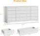 12 Drawer Wooden Dressers for Bedroom, Farmhouse White Wood Dresser