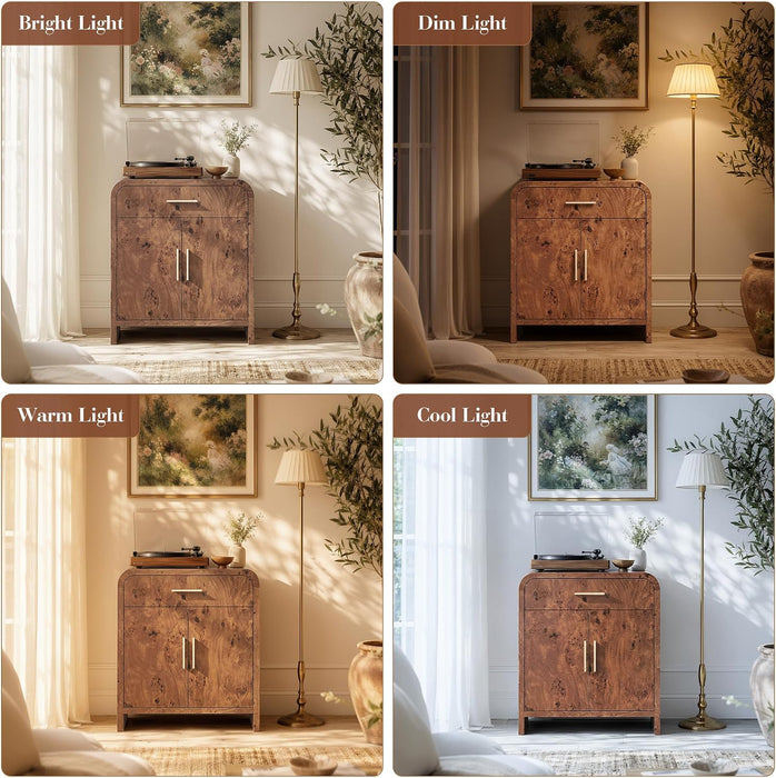 31.3" Modern Buffet Cabinet with Storage, Curved 2-Door Sideboard | Accent Storage Cabinet for Kitchen with Adjustable Shelves, Wooden Coffee Bars Credenzas Console Table, Entryway, Dark Burl