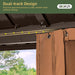 12’X16’ Hardtop Gazebo, Permanent Metal Pavilion with Galvanized Steel Double Roof, Outdoor Pergola with Nettings and Curtains for Lawn, Garden, Patio (Brown)