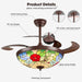 48" Tiffany Retractable Ceiling Fan with Light - (Garden, Brown)