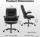 Office Chair - Ergonomic Executive Computer Desk Chairs with Adjustable Flip-Up Armrest, Swivel Task Chair with Lumbar Support, Strong Metal Base, PU Leather, Black
