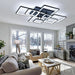 Modern LED Ceiling Light, Dimmable LED Chandelier Black Flush Mount Ceiling Lights, Remote Control Acrylic Ring Ceiling Lamp Fixture for Living Room Dining Room Bedroom, 8H-FANG-BL-04