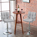 Modern Bar Stools Set of 2 Swivel Kitchen Stool Height Adjustable Square Counter Stool with Back&Armrest PU Leather Stool, Light Grey