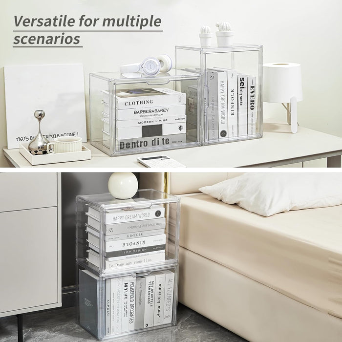 Stackable Cube Storage Organizer Clear Display Case
