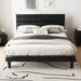 Full Upholstered Bed Frame, Adjustable Headboard, PU Leather Black
