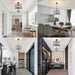 Farmhouse Crystal Convertible Chandelier and Semi Flush Mount Lighting Black Cylinder Drum Shade Pendant for Kitchen Island Dining Room Bedroom Hallway