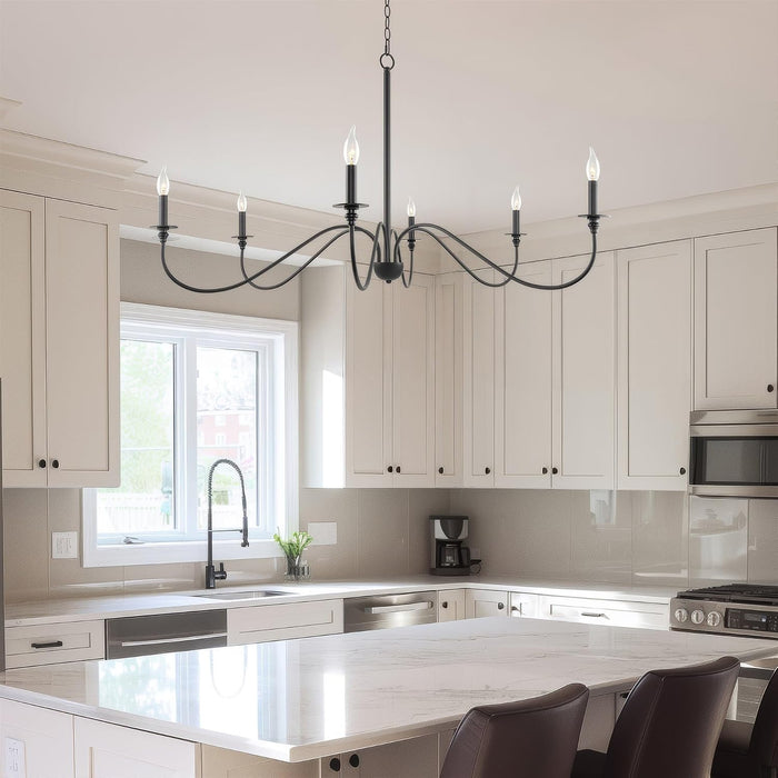 Archer 47Inch Black Chandelier Modern Farmhouse Design