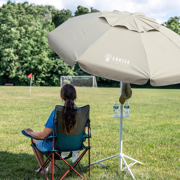 Shade Umbrella, Premium Portable Umbrella with Stand, 6.5Ft Lightweight Free Standing Canopy for Sporting Games, Adjustable Instant Sun Protection and Easy to Carry, Beige
