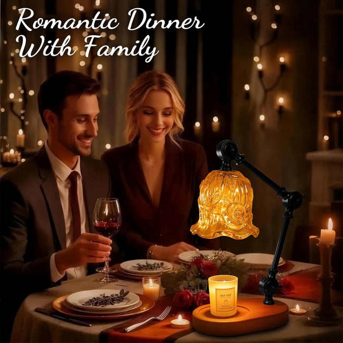 Candle Warmer Lamp, Dimmable Wax Melting Warmer with Adjustable Height, Bedroom Living Room Home Decor, Birthday Relaxation Gifts for Women (Amber, Flower)