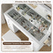 Vanity Desk & Power Outl, Makeup Vanity with Mirror and 12 LED Lights, Makeup Table with 11 Drawers, Vanity Table with Chair,Set 3 Lighting Modes Brightness Adjustable-(White)