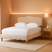 Fayana French Classic Modern Style Beige Linen Fabric Platform Bed, Queen, Off-White