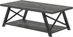Coffee Table, Industrial Wood and Metal Center Table for Living Room, Rectangle Cocktail Tea Table with Storage Shelf, Rustic Grey, 47 Inch