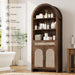 71.3" Tall Arched Bookshelf with Doors - 5 Tier Rattan Arched Bookcase