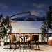 10FT Solar Lights Offset Patio Umbrella with Cross Base, Cantilever Umbrella with Easy Lift & Tilt Adjustment, 8 Ribs Sun Umbrella UV Protection for Backyard, Pool, Garden