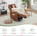 Oversized Recliner Chair, Leather Swivel Rocking Chair Reclining with Phone Holder, Ergonomic Lazy Boy Fabric Sofa Chair with Lumbar Support, Manual Glider Chair for Living Room, RV, Brown