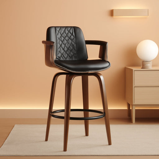 Swivel Bar Stools Set of 3, 26 Inch Bar Height Barstools with Arms