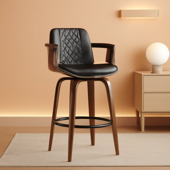 Swivel Bar Stools Set of 3, 26 Inch Bar Height Barstools with Arms