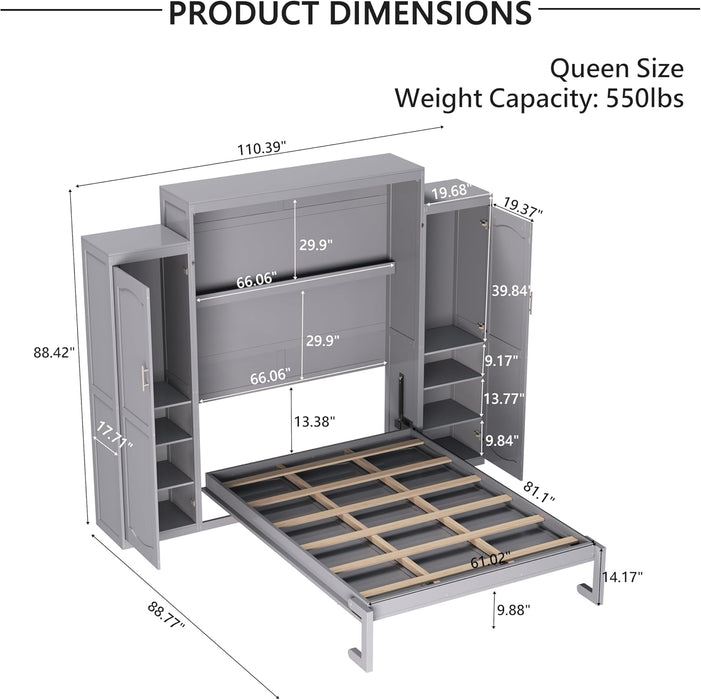Queen Size Murphy Bed With IntegratedWardrobeStorage