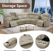 Power Breathing Leather Reclining Sofa Set,Power Recliner Sectional Couch with LED Light,Sectional Reclining Couch Set with USB Port/Storage for Living Room Home Office (Beige)
