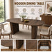 Modern Farmhouse Oval Dining Table Set for 4, 71 Inch Wood Grain Kitchen Table & Gray Upholstered Dining Chairs with Curved Back & Solid Wood Legs, Kitchen Living Room Furniture Set(Walnut)