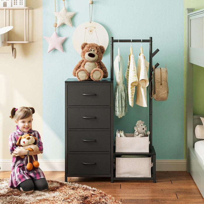 Small Black 3 In 1 UltraCompact DresserWithRacksAndShelves