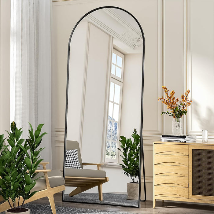 Full Length Mirror, 71"X28" Arched Floor Mirror, Mirror Full Length with Stand, Wall Mounted Mirrors for Living Room Bedroom,Black