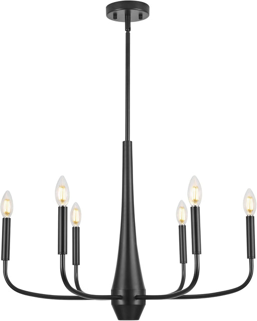 Black 6-Light Contemporary Farmhouse Chandelier Dining