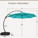 Outdoor Patio Umbrella with Base, 11 FT Deluxe Curvy Cantilever Umbrella Heavy Duty Offset Hanging Umbrella with 360° Rotation for Market, Pool, Garden, Backyard, Deck (Turquoise Blue)