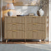 54" Curved Fluted 6-Drawer Dresser, Mid-Century Modern Natural