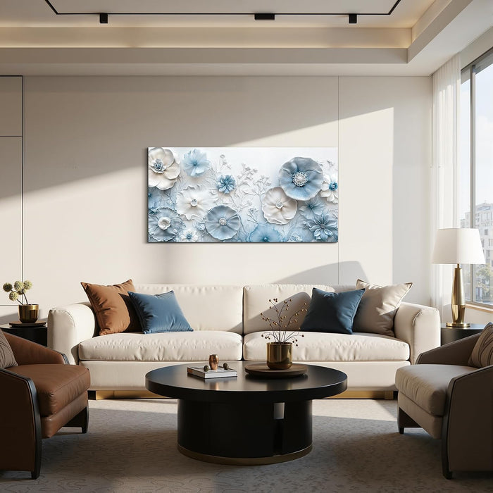 Floral Wall Art, Large Wall Decor, Blue Wall Art, Modern Elegant Flowers Painting, Nature Botanical Prints, Chic Pictures for Living Room Bedroom Bathroom Office Home Decoration 20"X40"