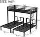 Twin over Twin over Twin Bunk Bed for 3 Kids, Heavy Duty Triple Bunk Bed with Guardrails and Ladder, Twin over Twin over Twin Triple Bunk for Kids, Teens, Black