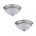 11 In. 1-Light Brushed Nickel Flush Mount with Frosted Glass Shade (2-Pack)