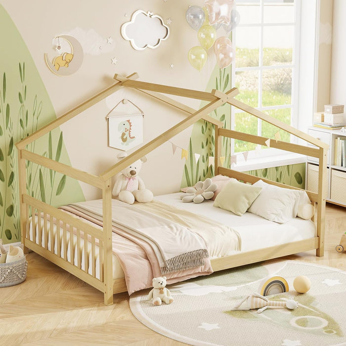Full Size Premium Solidwood House Bedframe Rooftop