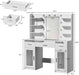 Vanity Desk, Makeup Vanity Desk with Mirror and Lights 3 Colors, Transparent Top with 3 RGB Drawers, 6 Shelves, 2 Large Tempered Cabinets, Power Outlet, for Bedroom, White