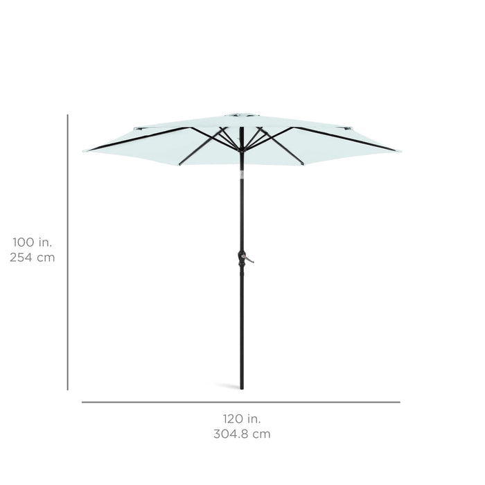 10Ft Outdoor Steel Market Patio Umbrella W/ Crank, Tilt Push Button, 6 Ribs - Baby Blue