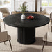 47.24-Inch Black round Dining Table for 4-6 People, Modern Fluted MDF + Metal Base Kitchen Table, Sturdy Circle Dining Room Furniture, Black