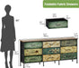 Dresser with Drawers for Bedroom Chest of Drawers Fabric Dresser for Closet,Nursery Entryway Hall Tree TV Stand for Living Room Retro Floral Pattern Drawers Wooden Top (Wide 9 Drawers)