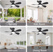 36Inch Black Low Profile Ceiling Fans with Lights and Remote/App Control, Reversible DC Motor, 6 Speeds, Modern Flush Mount Ceiling Fan with 5 Blades for Outdoor Patio,Small Room,Bedroom