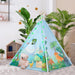 Teepee Tent for Kids, Toddlers Dinosaur Play Tent with LED String Lights, Foldable Children Teepee Tent Toy W/Storage Bag, Indoor Outdoor Pretend Playhouse Gift for Boys Girls Ages 3+