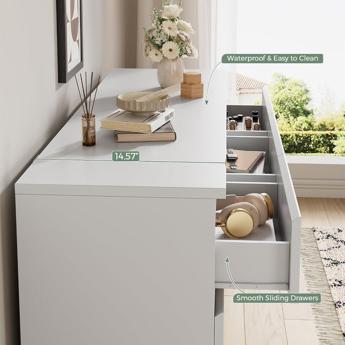Modern 9 Drawer Dresser for Bedroom, Simply Chest of Drawers, Wood Storage Dresser with Deep Drawers for Living Room Hallway Entryway (White)