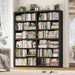 73" Tall Double Wide Bookshelf, 63" W 6-Tier Open Shelves, Black | Large Bookshelf and Bookcase, 12 Display Shelves, Modern Wood Book Shelf with Storage for Library, Home Office, Living Room