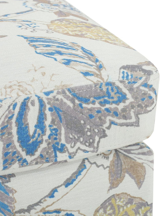 Spield Indoor Ottoman Footrest, Wooden Ottoman Foot Stool, Modern Coffee Table, Floral Print