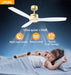 White Wood Ceiling Fan with Light 52Inch, Low Profile, Remote Control, Downrod Mount, Noiseless, Reversible, 6CCT, Dimmable, 6 Speeds, Timeable, Ceiling Fans with Lights for Living Room